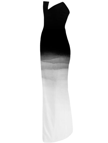MADE TO ORDER | Ashen Ridge Asymmetrical Dress Hand-Painted By Ronnita Whipple