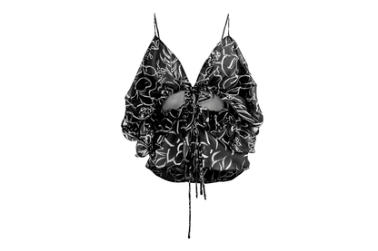 Hand-Painted Chiffon Patterned Blouse: Convertible Multi-Way Wear by Ronnita Whipple