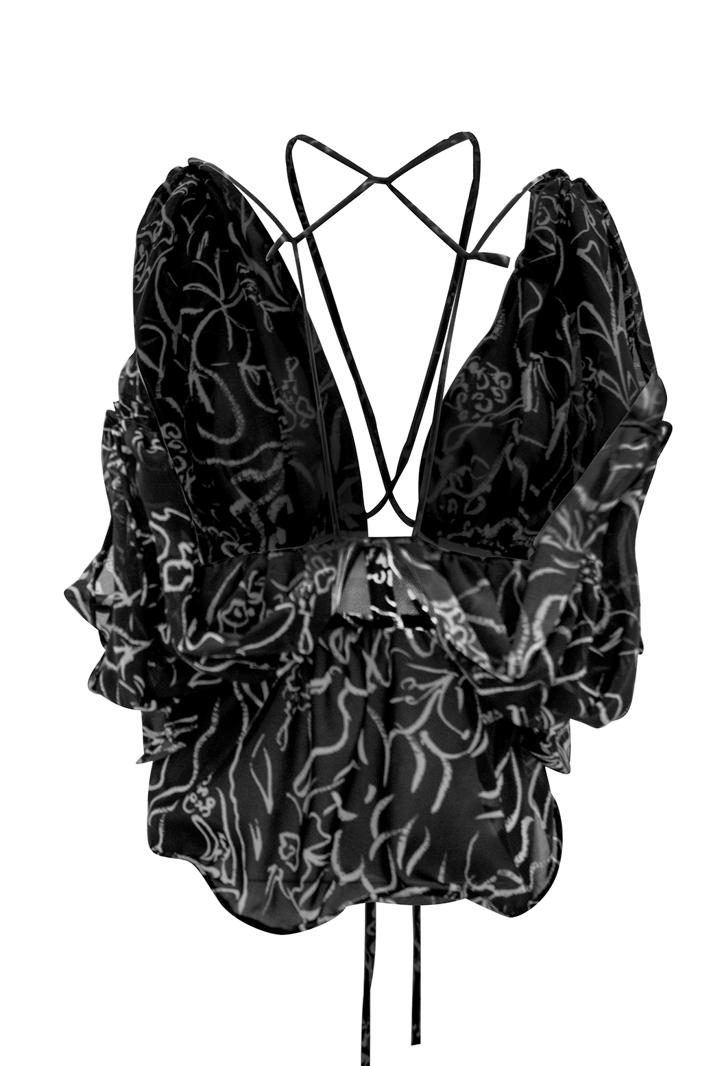 Hand-Painted Chiffon Patterned Blouse: Convertible Multi-Way Wear by Ronnita Whipple