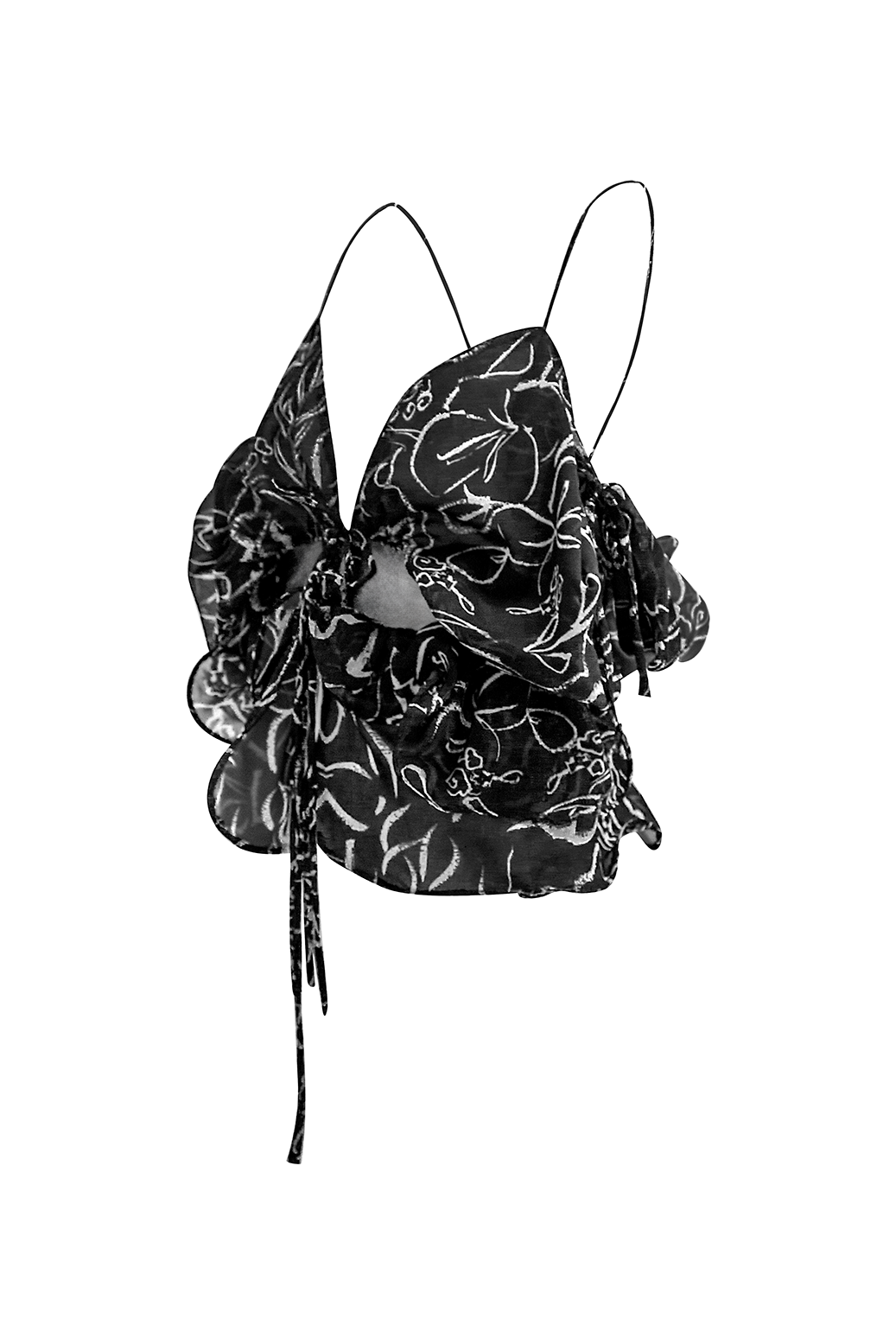 Hand-Painted Chiffon Patterned Blouse: Convertible Multi-Way Wear by Ronnita Whipple