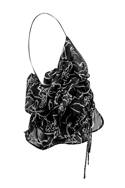 Hand-Painted Chiffon Patterned Blouse: Convertible Multi-Way Wear by Ronnita Whipple