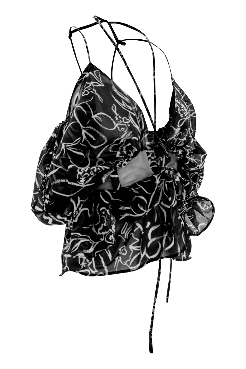 Hand-Painted Chiffon Patterned Blouse: Convertible Multi-Way Wear by Ronnita Whipple