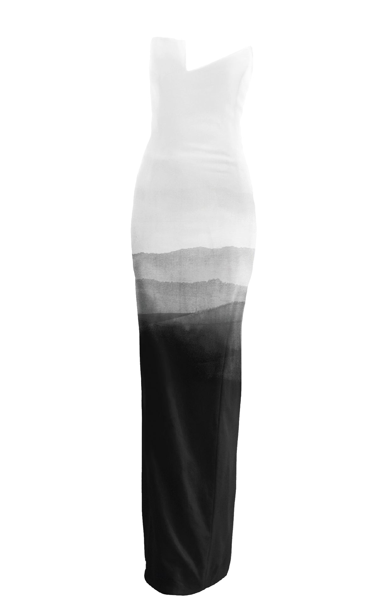 MADE TO ORDER | Ashen Ridge Asymmetrical Dress Hand-Painted By Ronnita Whipple
