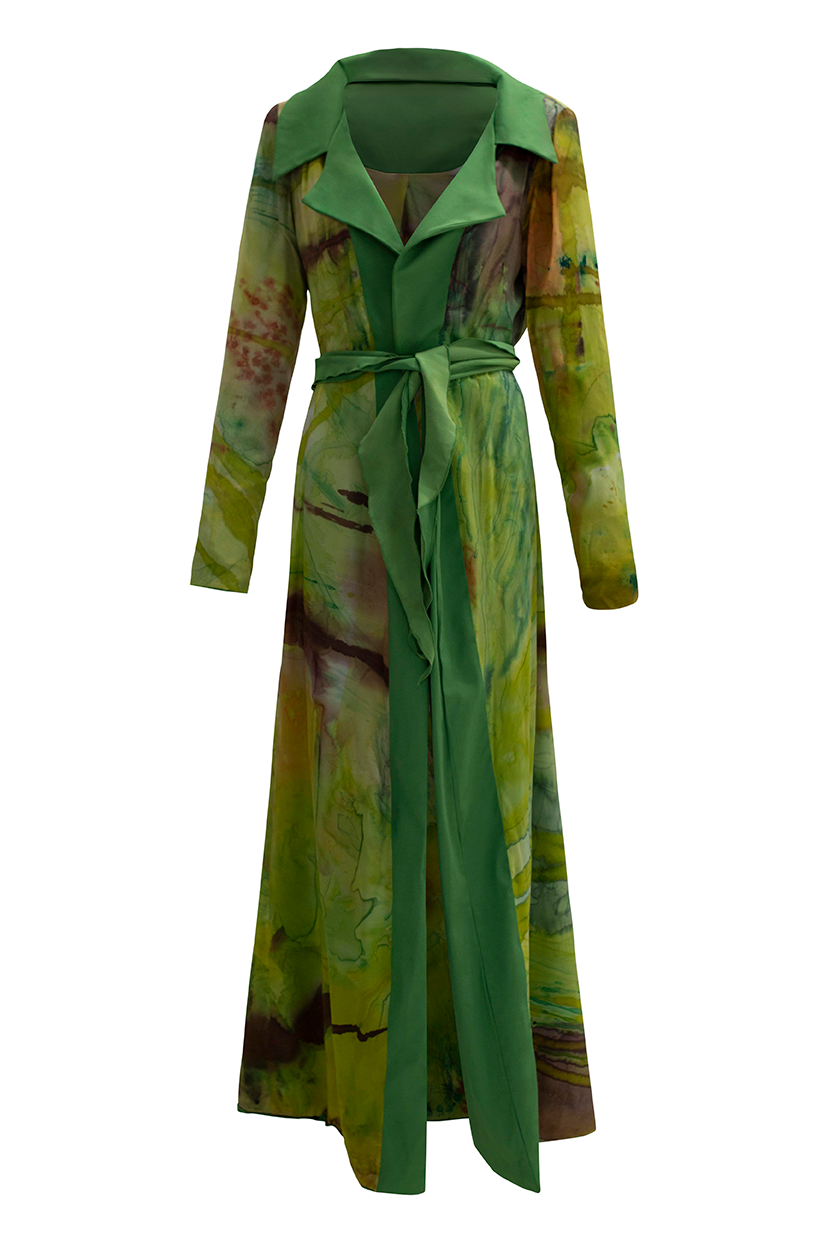 MADE TO ORDER | Hand-Painted Reversible Multiway Wearable Art Trench Coat by Ronnita Whipple