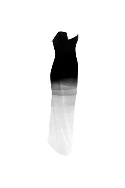 MADE TO ORDER | Ashen Ridge Asymmetrical Dress Hand-Painted By Ronnita Whipple