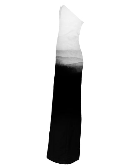 MADE TO ORDER | Ashen Ridge Asymmetrical Dress Hand-Painted By Ronnita Whipple